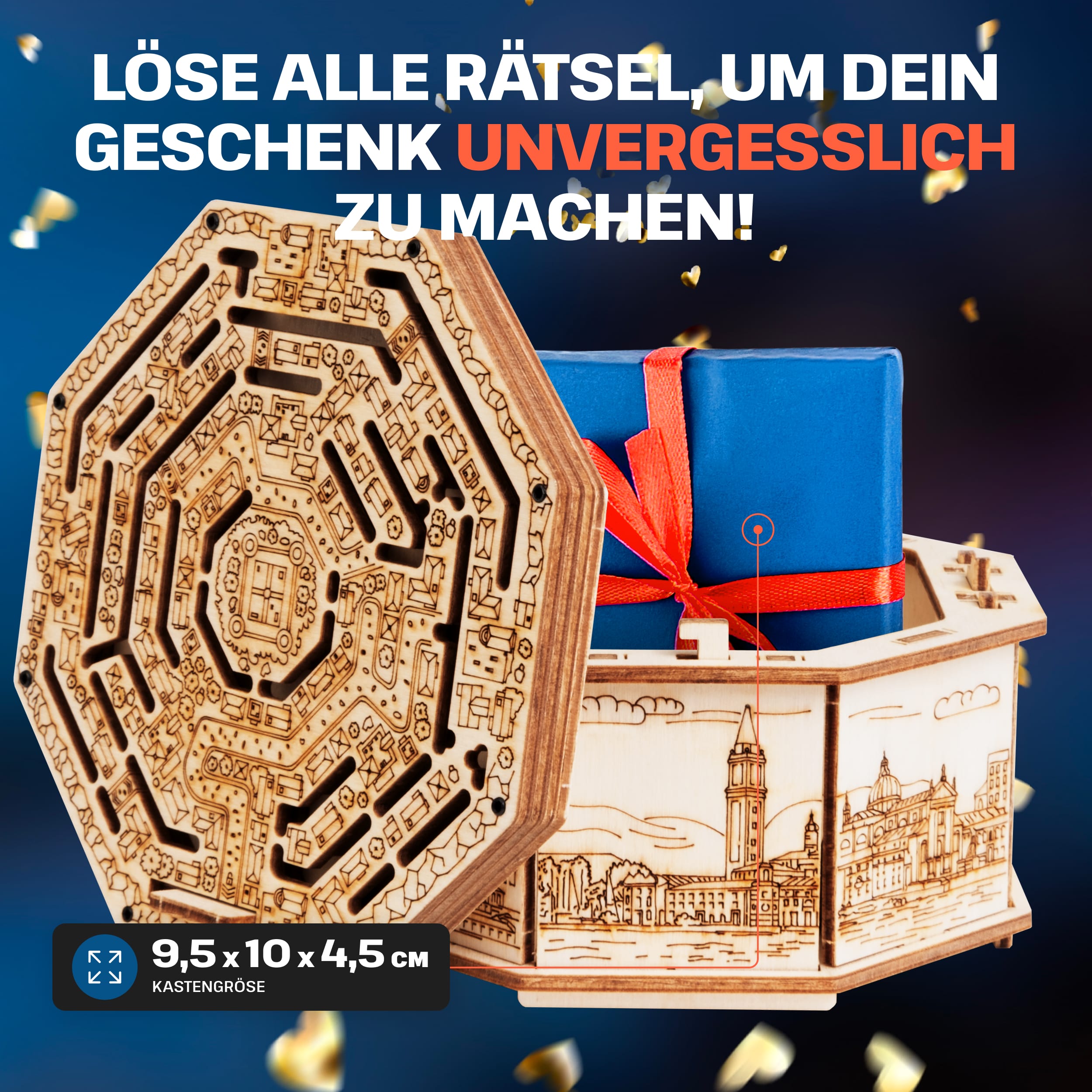 Fotos und Abbildungen von Wooden Secret MAZE BOX 3D PUZZLE BAUSATZ ZUM SELBERBAUEN. ESC WELT.